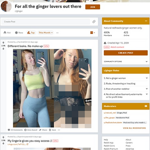 Ginger, Reddit NSFW List