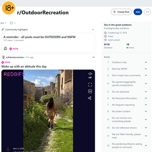 Reddit Outdoor Recreation, Reddit NSFW List