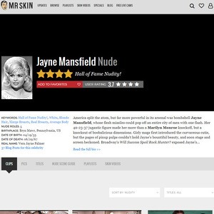 Jayne Mansfield, Nude Celebrities List