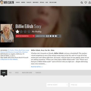 Billie Eilish, Nude Celebrities List