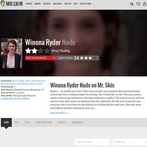 Winona Ryder, Nude Celebrities List