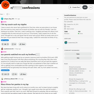 Reddit Taboo Confessions, Reddit NSFW List